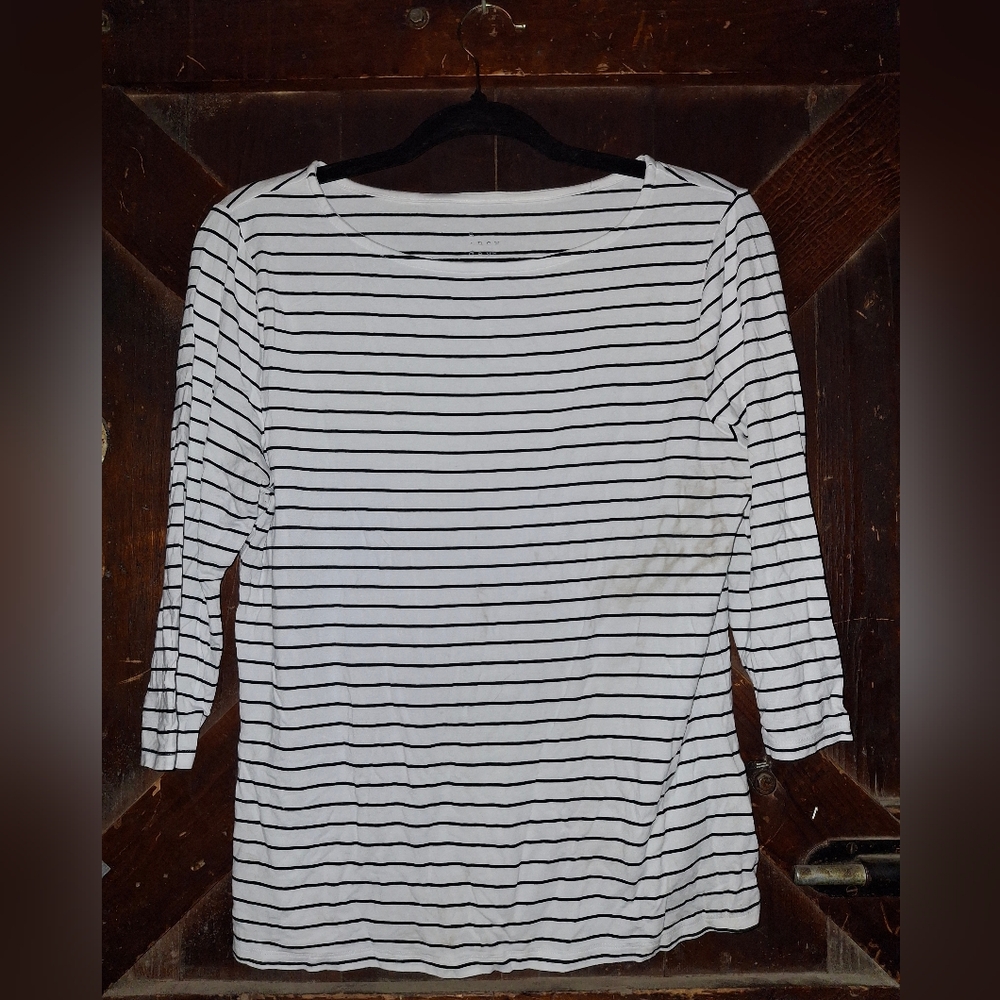 a new day Black and White Striped Long Sleeve Top